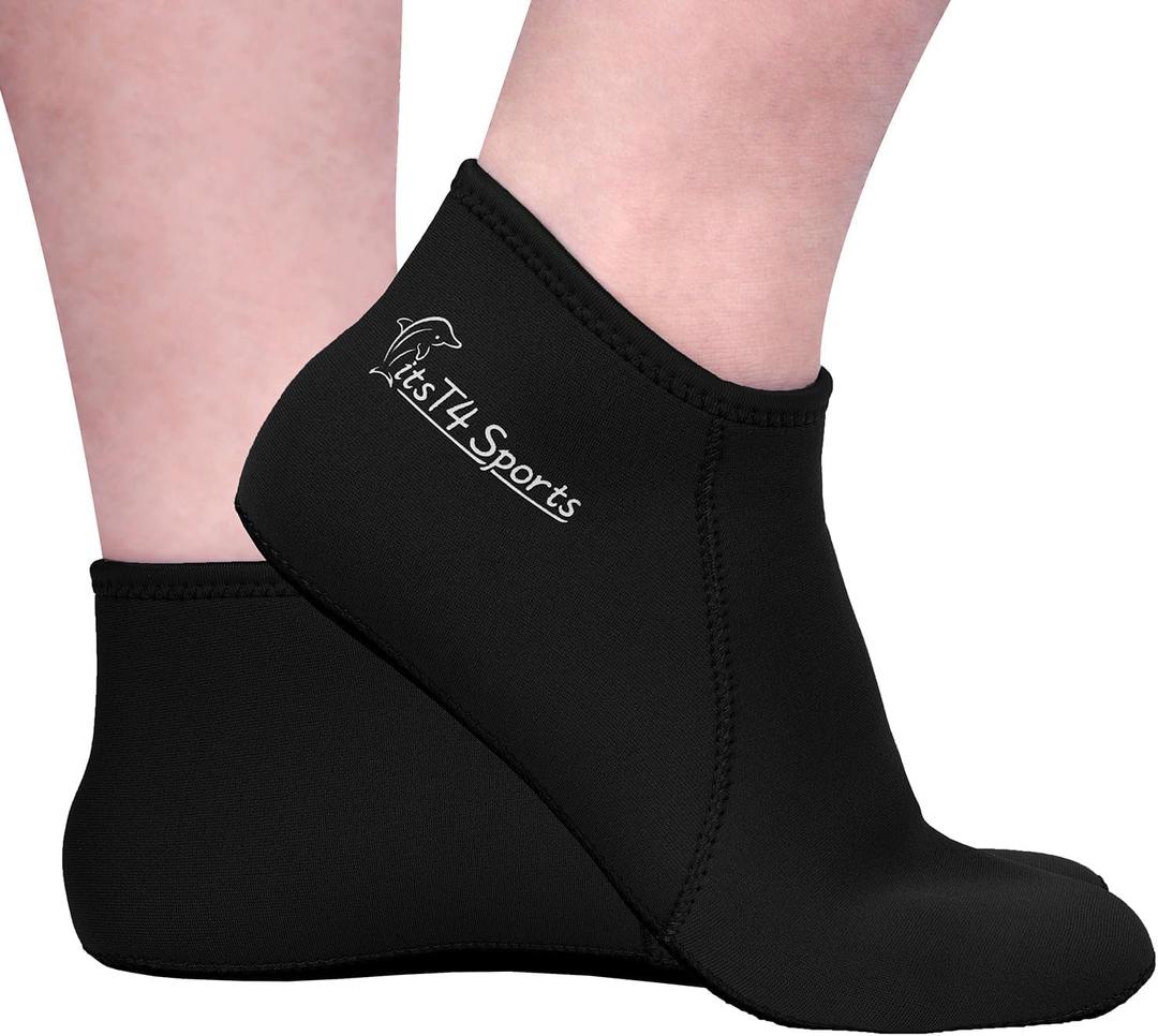 FitsT4 Sports Neoprene Water Socks 3mm Snorkel Fin Anti-Slip Sock Swim Men Women Dive Wetsuit Booties (Large, Black)