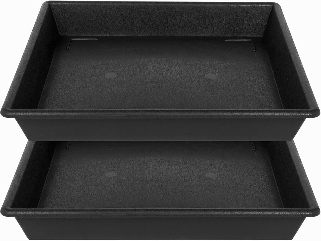 NIMYAU Square Plant Saucer 10 Inch 2 Pack 6 8 10 12 14 16 18 20 Inch, Plant Trays for Pots Heavy Duty Plastic Plant Saucers for Indoors Outdoors, Flower Pot No Holes Plant Drip Trays (Black)