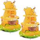 BACUTHY 2 Pack Winnie Baby Shower Decorations Birthday Cupcake Stands: Bear Party Theme Cake Stand Toppers Supplies for Girl Boy Kids Gender Reveal First Party - Hold 48pcs Cupcakes Table Decors