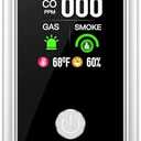 Gedsffati 5in1 Plug in Carbon Monoxide 2Piece Set Detector &Smoke & Combustible Natural Gas Detectors Combination Builti-in Backup Battery HD Screen [Smoke CO Gas Temp Humidity Sensor] for Home Travel (White)