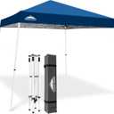 EAGLE PEAK 10x10 Slant Leg Pop-up Canopy Tent Easy One Person Setup Instant Outdoor Beach Canopy Folding Portable Sports Shelter 10x10 Base 8x8 Top (Dark Blue)