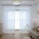 Ivory Sheer Curtains 90 Inches Length 2 Panels Set Window Sheer Curtains Basic Rod Pocket for Bedroom Children Living Room Yard Kitchen