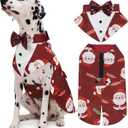 Kuoser Christmas Dog Tuxedo Dogs Suit and Bandana Set, Santa Claus Doggy Christmas Outfit Adjustable Pet Xmas Costume with Bow Tie for Large Medium Small Dogs Golden Retriever Samo Bulldogs, Red XL