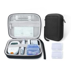 Krypthos Diabetic Supplies Travel Case, Carrying Case for Diabetes Blood Glucose Meter, Portable Diabetes Testing Kit Storage Organizer Bag for Blood Sugar Test Strips, Lancets, Lancing Device