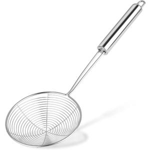 Steel Spider Strainer Skimmer Ladle, 5.5 Inch Pasta Strainer Spoon Strainer Spider Skimmers Kitchen Gadgets Wire Strainer for Kitchen Cooking and Frying