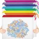 24pcs Mesh Zipper Pouch File Bags Puzzle Storage Bags, A3 17x12 Inches Large Reusable Zipper Pouches for Organizing Classroom Board Game Organization (8 Colors)