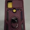AYMECL Case for Moto G Stylus 5G (2021) with Slide Camera Cover and [2 Packs] Explosion-Proof Film, Built-in 360 Rotating Ring Stand Magnetic Cover for Motorola Moto G Stylus 5G 6.8 Inch - Wine Red