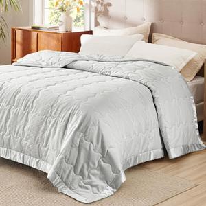 Bedsure Lightweight Summer Blanket Twin XL Size - Down Alternative Blanket with Satin Trim for Bed, Grey, 66x90 Inches
