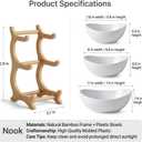 3 Tier large fruit bowl for Kitchen Countertop, Plastic Fruit Holder Rack with Bamboo Wood Stand,Tiered Fruit Stand, Fruit Basket for Kitchen Counter|Snack Organizer, Fruit Storage bowls