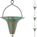 10 Ft Rain Chains for Gutters, Metal Rain Catcher Chain for Eaves Drainage, Rain Gutter Chains with 10 Green Funnel Cups, Adjustable Rain Chain for Outdoor Decor