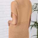 Dokotoo Womens Tops 2026 Summer Spring Casual V Neck Short Sleeve Sweater Crochet Tops Casual Dressy Blouses (Beige, XL)