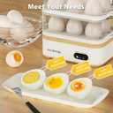 Evoloop Rapid Egg Cooker Electric 12 Eggs Capacity, Soft, Medium, Hard Boiled, Poached, Omelet Maker Egg Poacher & Vegetable Steamer, BPA Free Traywhite