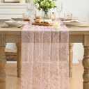 Artoid Mode Gold Gauze Pink Table Runner 120 Inch 10FT, Glitter Metallic Foil Sheer Dining Wedding Anniversary Holiday Birthday Table Decor for Home Party