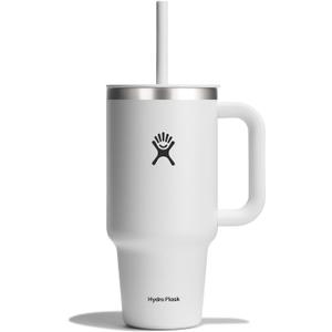 Hydro Flask 32 Oz Travel Tumbler with Handle, Lid and Straw - Insulated Stainless Steel in White
