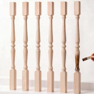 Junkin 6 Pack 37.4" Wooden Baluster Spindles Wood Stair Balusters | Unfinished Wood Baluster, Decorative Wood Spindles Unpainted, Wooden Spindles for Crafts, Woodworking, Furniture Improvement