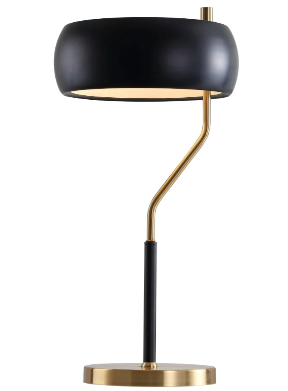 22.5" Oskar Moody Metal Desk Lamp Black/Gold (Includes LED Light Bulb) - JONATHAN Y: Modern Accent with Rotary Switch