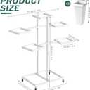 Asee'm Flower Display Stand with 5 Square Buckets Multi-tiered Metal White Flower Cart Stand with Wheels Moving Plant Stand Bar Shelf Flower Holder for Indoor Outdoor Patio Garden Florist Wedding