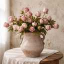 Ceramic Flower Vase 7.9 Inch Farmhouse Rustic Vase Decorative Pottery Terracotta Vases for Home Decor Table Mantle Fireplace Living Room Bathroom Wedding Centerpiece