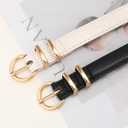 Women Skinny Belt for Jeans Fashion Ladies Leather Belt with Gold Buckle for Dress Pants