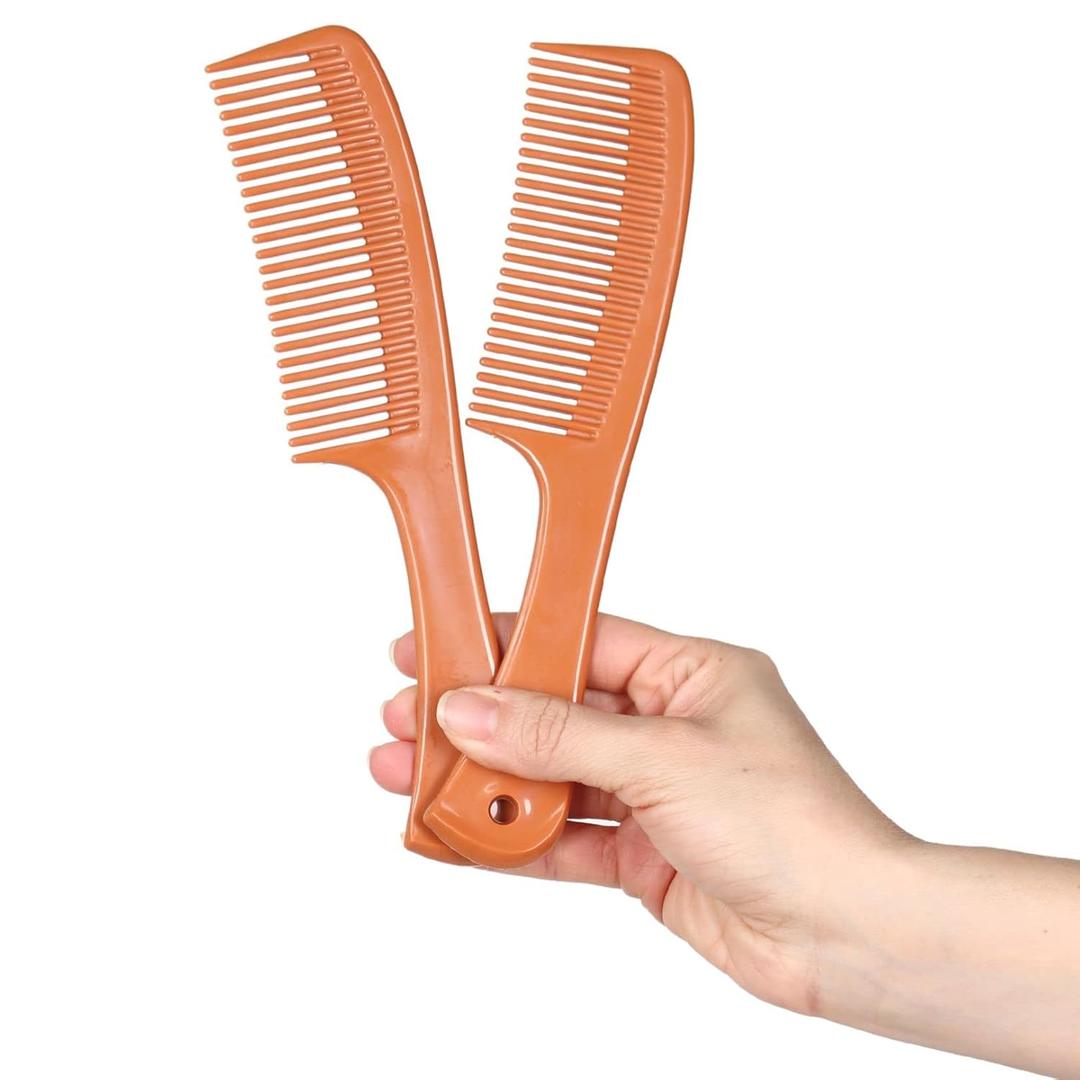 Allegro Comb 1004 Wide Teeth Detangling Combs For Women, Stylists, Curly Hair Teasing Comb Mens Comb 2 Piece (Tan)