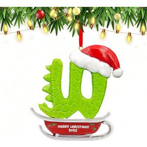 26 Letter Ornaments for Christmas Tree Decoration,Personalized Letters Ornaments, Initial Christmas Ornament, Hanging DIY Letter Xtmas Dinosaur Ornament, Gifts for Family Friends​ (W)