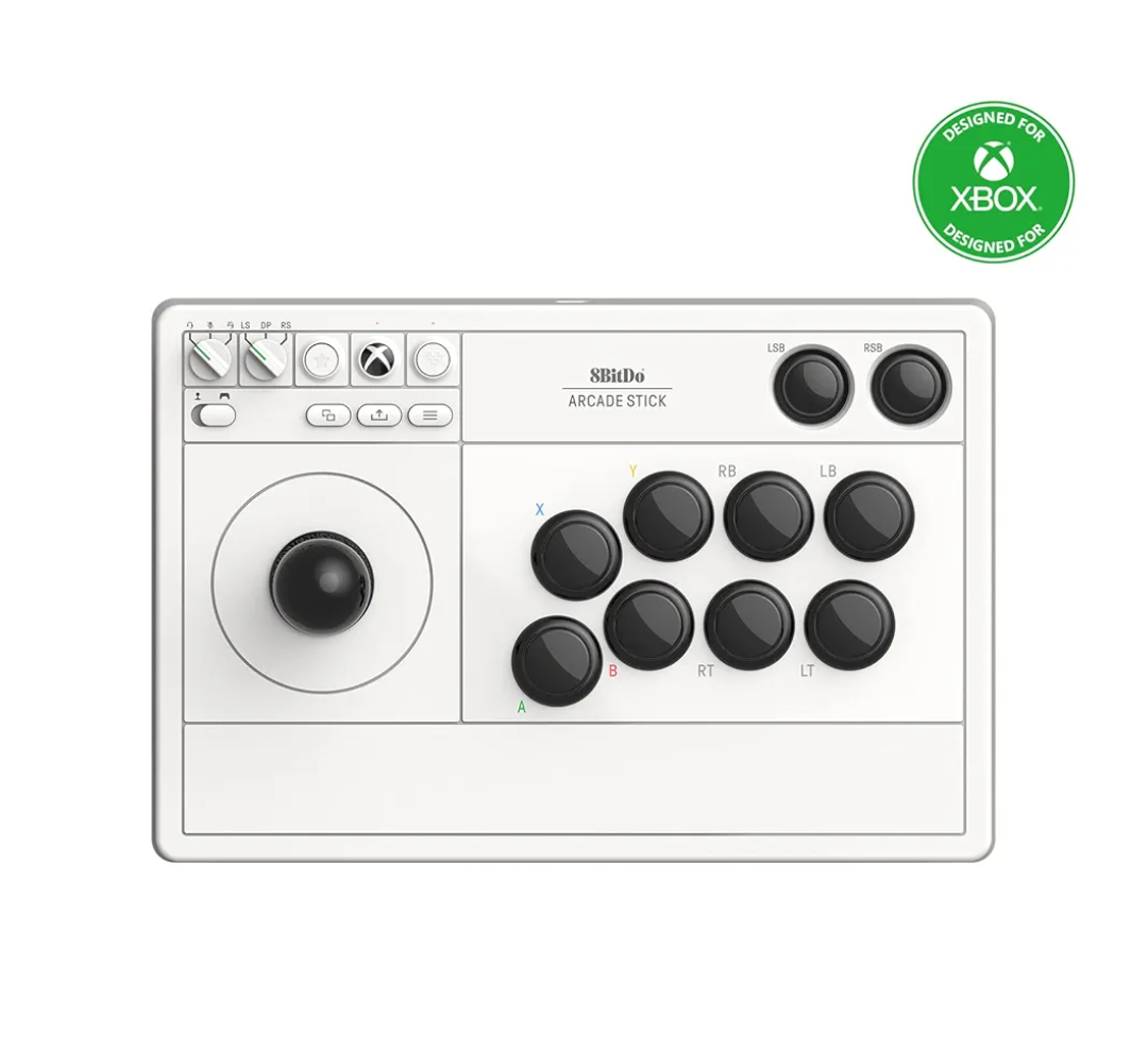 8Bitdo Wireless Arcade Stick for Xbox Series X|S, Xbox One and Windows 10, Arcade Fight Stick with 3.5mm Audio Jack - Officially Licensed (White)