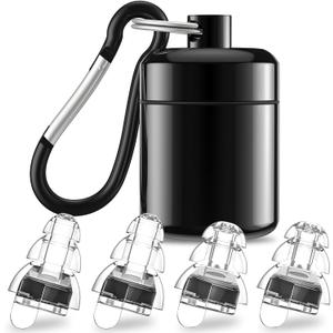 High Fidelity Concert Earplugs for Concerts Musicians，Earplugs for noise reduction，24db Advanced Filter Technology Ear Protection for Music Festivals, DJ's, Nightclub, Drummers - 2 Pairs（Black）