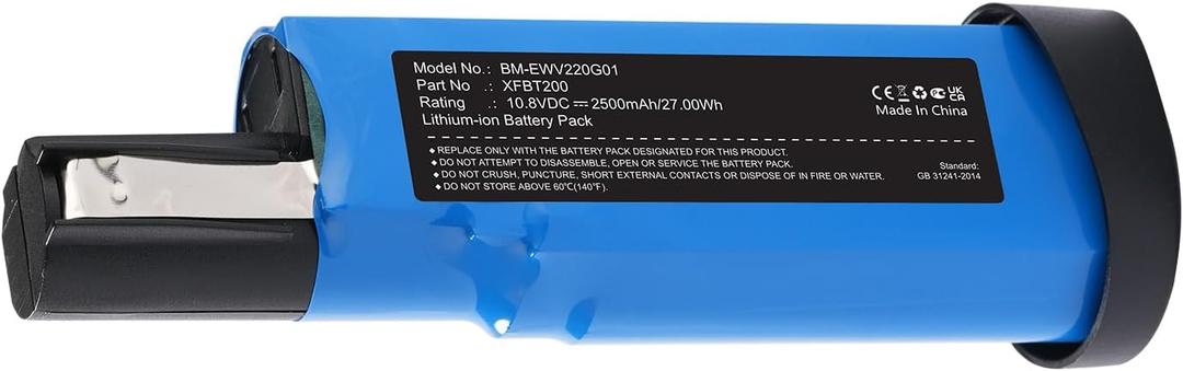 10.8V Shark XFBT200 XFBT200EU XFBT200J Battery Replacement for Shark WV200 WV205 WV220 WV200UK UV200CCO, Ion W1 Cord (ONLY Fit for 10.8V, NOT Fit for 7.2V)