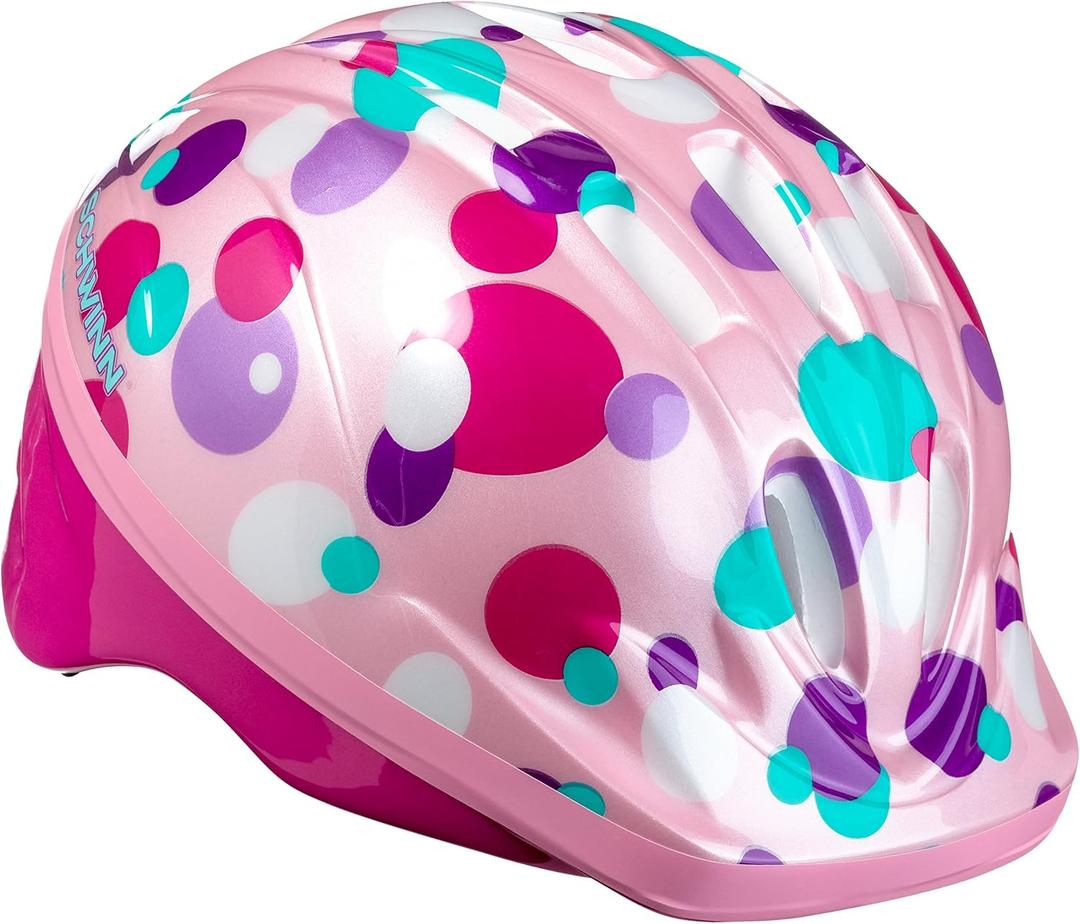 Schwinn Classic Bike Helmet for Kids, Purple Polkadots, Helmet for Kids Ages 3-5, Ultra Lightweight, Adjustable Dial, Full Coverage with Vented Airflow, Infant and Toddler Bike Helmet