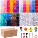 XJRLUK Pony Bead Bracelet Making Kit, 72 Colors 6x9mm Craft Kit for Friendship Jewelry, Rainbow Bulk With Letter Beads for Girls and Kids Age 5+ DIY Crafts Gifts Jewelry Toys