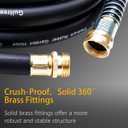 Guitrees 75FT 5/8 Heavy Duty Rubber Garden Hose - 300psi Working, 1000psi Burst - Hot/Cold Water - Five-Layered Braiding for Durability - Versatile for Gardening, Agriculture, Construction(Black)