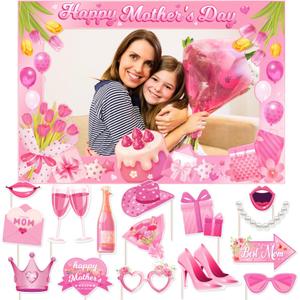 Generic Mother's Day Decorations Happy Mothers Day Photo Booth Props for Mothers Day Party Decoration Supplies, 16 PCS
