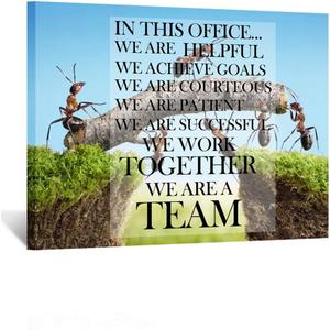 KREATIVE ARTS Canvas Quotes Office Inspirational Sayings Words Wall Decor Teamwork Definition Motivational Quotes Ants Constructing Bridge Poster Prints Ready to Hang 24x32inch