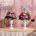 Nuptio 10 Pcs Flowered Metal Trumpet Vase Elegant Wedding Centerpieces Vase for Party Dining Room Decoration, 23.2cm Tall Artificial Flower Arrangements for Anniversary Ceremony, White
