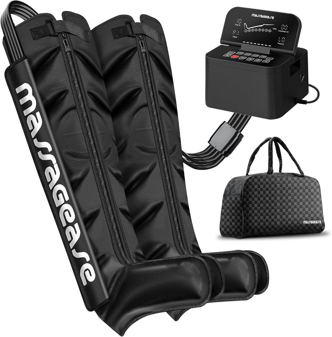Professional Air Compression Leg Massager with Auto-Detect Pressure, 8 Modes & Customizable Timer, Leg Recovery System for Circulation & Muscle Relief for Athletes, Runners (Medium)