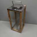 Wooden Lantern Brown with Metal Handle,Hurricane Lantern, Farmhouse Lantern for Party, Deck, 16'