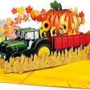 Fall Tractor Thanksgiving Pop Up Cards, 6" x 8" Thanksgiving Card for Husband, Thanksgiving Cards for Employees, Kids, Grandpa, Funny Thanksgiving Cards With Envelopes.