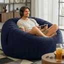 Codi Bean Bag Chair with Filler Included, 4 FT - Comfy Large Beanbag Chairs for Adults, Premium Foam Added - Machine Washable and Soft Mink Bonded Cover - Blue, 4ft