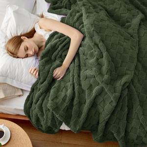 Bedsure GentleSoft King Size Blanket for Bed - Super Soft Cozy Blankets for Kids Girls, Large Fuzzy Fleece Throw for Bedroom Decor, Olive Green,108x90 Inches