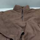 Fleece Sweatshirts for Women Cropped Long Sleeve Half Zip Pullover Sherpa Jacket Warm Fuzzy Coats with Pockets (Small, Brown)