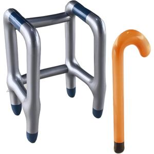Inflatable Walker and Cane 2 Pcs Set - Old Man Costume Accessories Prop for Kids & Adults, 100 Day of School Old Lady Walking Stick for Boys Girls