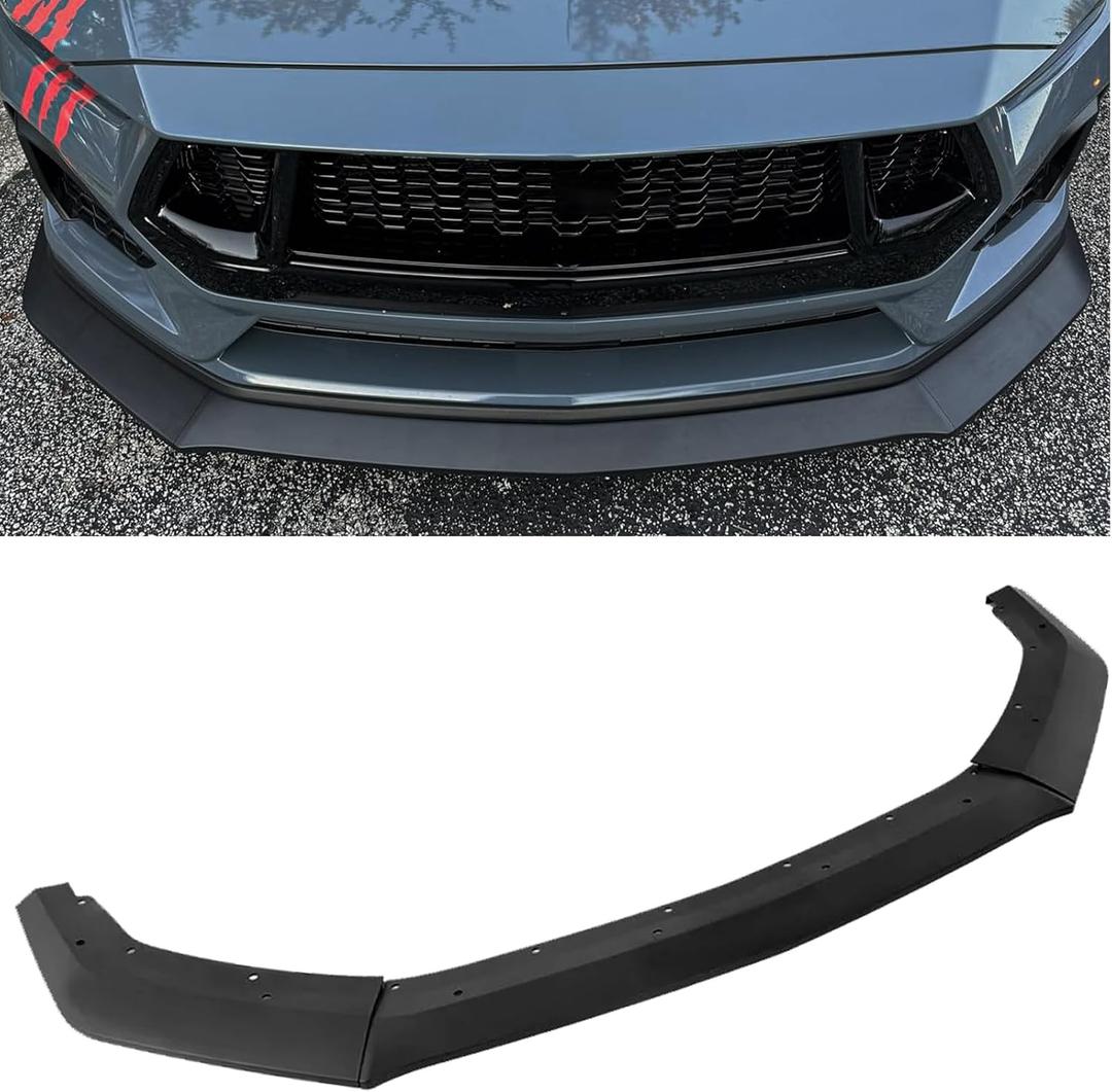 Front Bumper Lip Compatibility with Mustang S650 GT Ecoboost 2024 2025 ABS Front Splitter Spoiler Matte Black Diffuser Chin Lip Protection