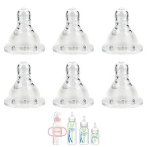 Silicone Nipple for Dr. Browns Natural Flow Level 2 Narrow Baby Bottle, Medium Flow, 3m+, 6 Count