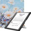 Slimshell Case for 10.2" Kindle Scribe (2024/2022 Release) - Daisy Gifts for Women Girls Lightweight Premium PU Leather Book Folio Stand Cover, Auto Sleep/Wake with Pen Holder