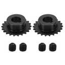 uxcell 2Pcs #25 Chain Roller Sprocket 15mm Bore 47.5mm OD, 22 Tooth C45 Carbon Steel ANSI #25 Roller Sprocket Round Hole with 5x2.3mm Keyway & Set Screws for ISO 04C Chain, Black