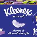 Kleenex Ultra Soft Facial Tissues, 8 Flat Boxes, 180 Tissues per Box, 3-Ply, Packaging May Vary (White)