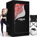 KASUE Portable Infrared Sauna, Steam Sauna Box with XL Steamer, 5-Layer Waterproof & Heat Insulation for Relaxation, Detoxification, Muscle Pain Relief Indoor & Outdoor(Obsidian Black)