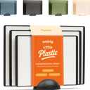 SMIRLY Plastic Cutting Board Set with Holder 3 Pieces, Non-Slip Dishwasher Safe Chopping Boards for Kitchen, Black & White