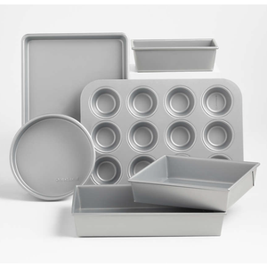 Crate&Barrel Cookware Assortment, 2pcs 9in Round Cake Pan, 9x5in Square Pan, 13.5x9.5in Square Pan, Baking Sheet, Cupcake Pan