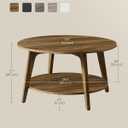 VASAGLE Round Coffee Table, 2-Tier Center Table with Storage, Tapered Legs, 31.5"Dia. x 17.7"H